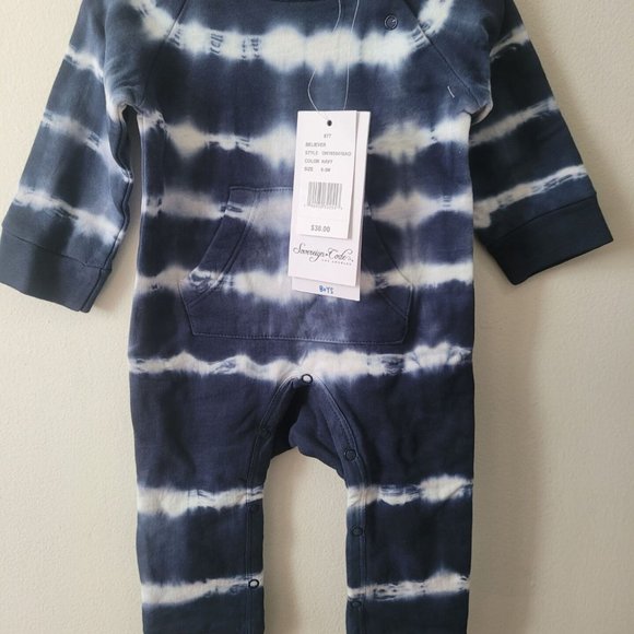 Sovereign Code Tie Dye Coverall Baby Boy Bodysuit in Navy/White Size 0-3M - Picture 2 of 5